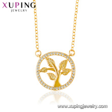 44442 bijoux xuping vie plaqué or 24 carats rond collier avec pendentif élégant